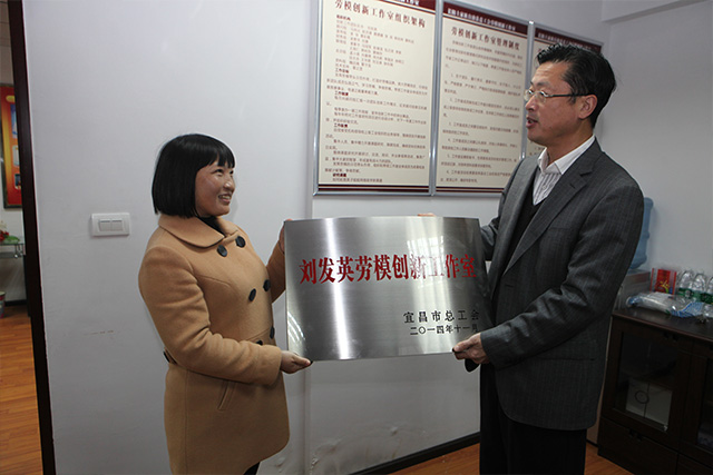 市总工会为“刘发英劳模创新工作室”授牌（图）